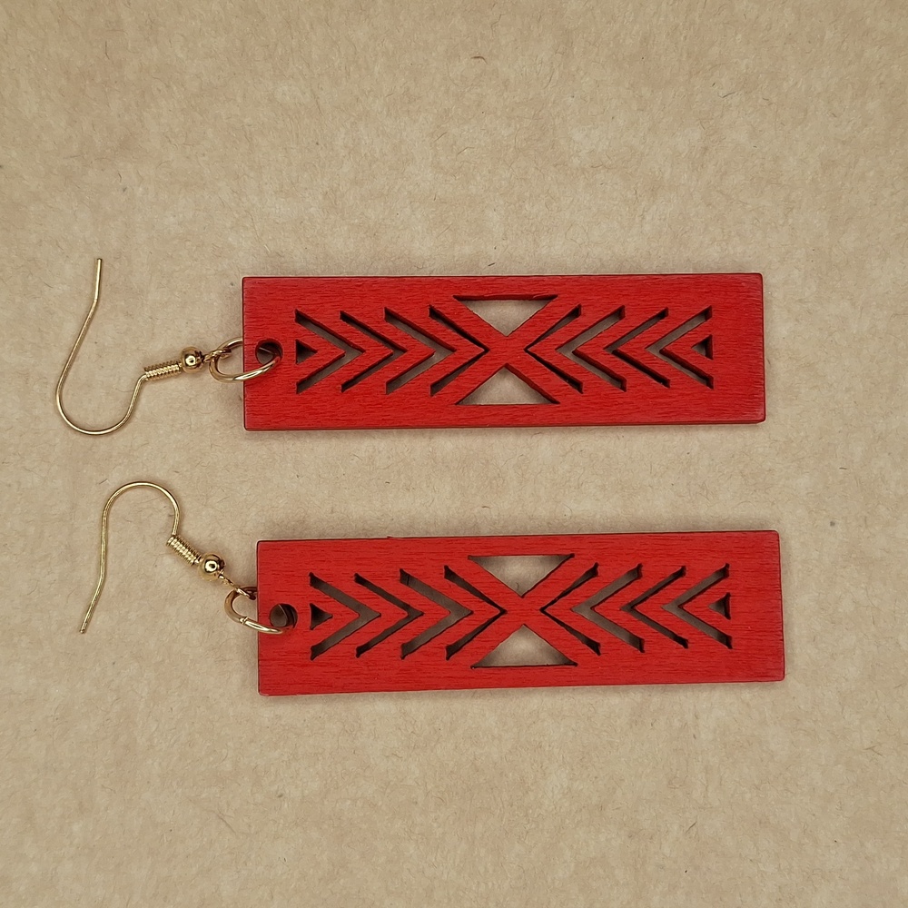 Geometric Red Earrings